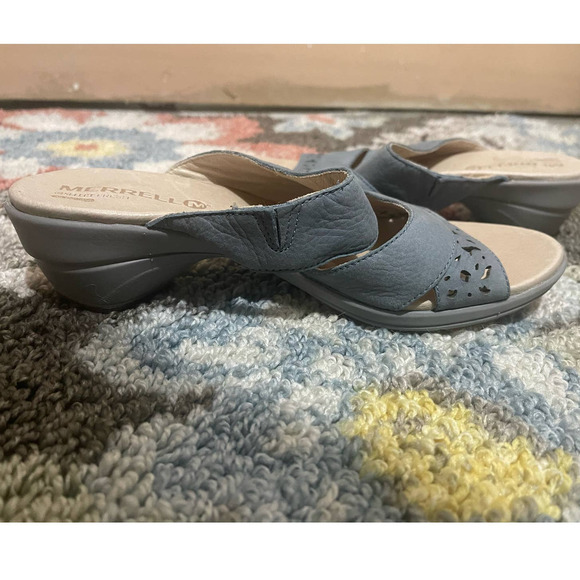 Merrell Veranda Eve Womens Leather Slide Sandals in Dusty Blue Size 7‎ - Picture 4 of 8
